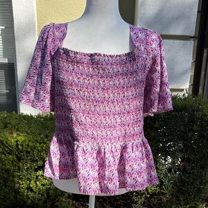 Simply Southern Paisley Shirred Smocked Blouse NWT